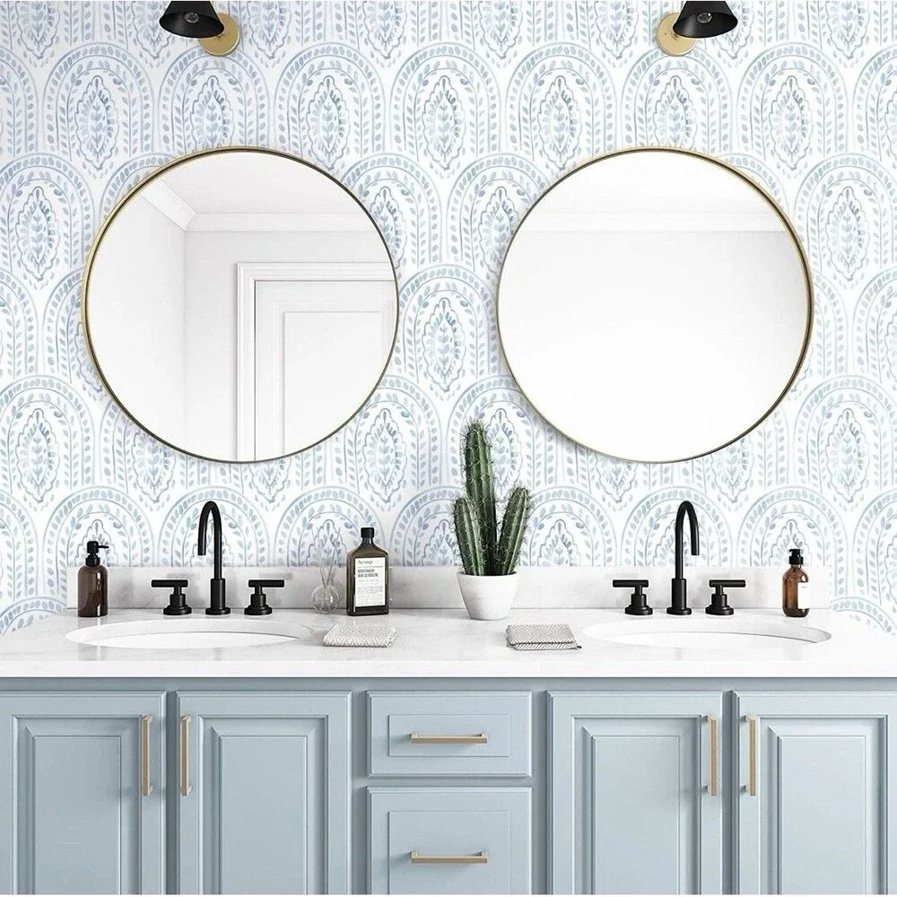 Peel Stick Wallpaper Contact Removable Boho Modern Blue White 17.3